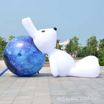 Inflable luna astronauta conejo de jade lámpara de pastel de luna pvc colgante luminoso luna centro comercial exposición modelo inflable
