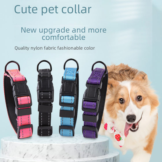 Dog Reflective Collar Traction Rope Adjustable Luminous Medium and Large Dog Golden Retriever Dog Chain Cat Dog Neck Ring Pet Supplies