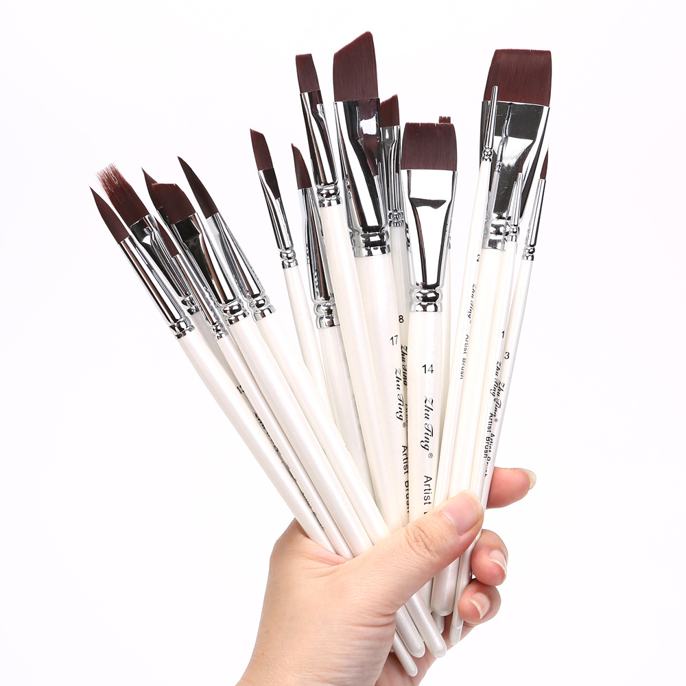 Cepillo especial para pintura facial, pincel, juego de 17 bolígrafos de gancho, bolígrafos en relieve, cepillos de fila, picos planos, picos oblicuos, pétalos