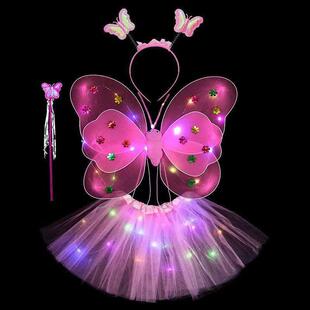 New butterfly wings children's light-emitting toy LED20 light-emitting Angel headband wings three-piece stall wholesale