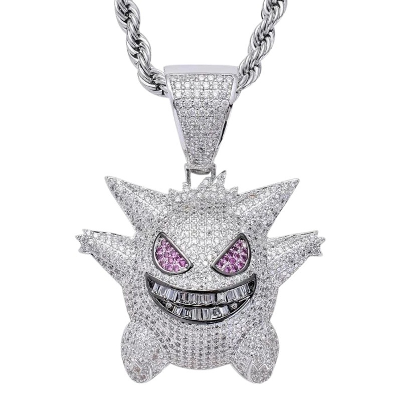Xinghe europea y americana personalizada anime GENG fantasma elfo suéter cadena colgante mascota monstruo diamante incrustado hip hop collar al por mayor