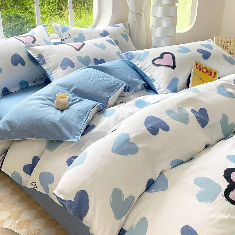 Ropa de cama de tres piezas de dormitorio de algodón fresco 4 ropa de cama de cuatro piezas de algodón 100 sábanas fundas de edredón