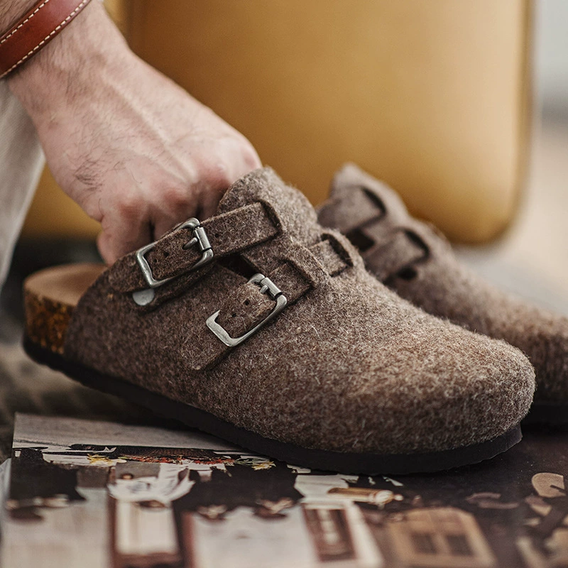 Маденский шерстяной войлок туфли Мюллер утолщены осенью и зимой новый мужской досуг