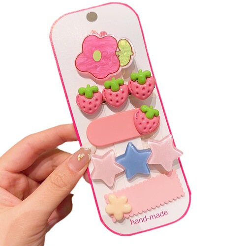 Dopamine color children's hair clip set with cute flowers and peach heart girl's side clip does not hurt hair baby's cute hair accessories