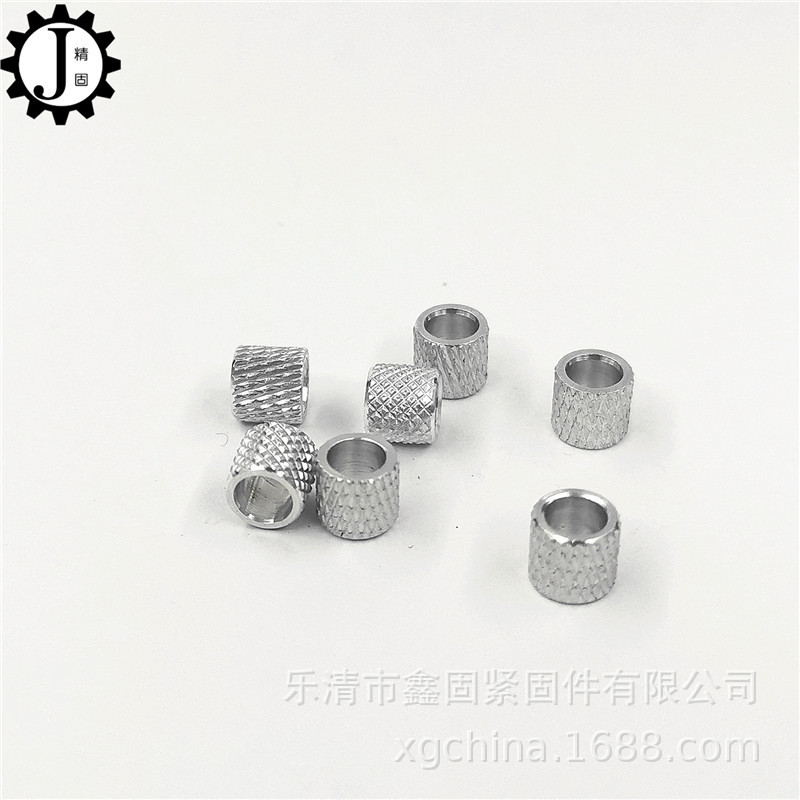 供应黄铜五金配件非标铜圈 网纹直纹滚花镀镍铜螺母