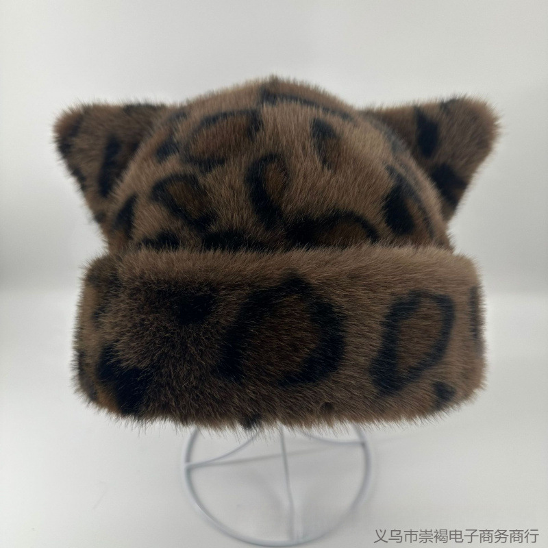 跨境小精灵可爱小熊耳朵毛绒帽女冬季保暖减龄护耳帽百搭批发包邮
