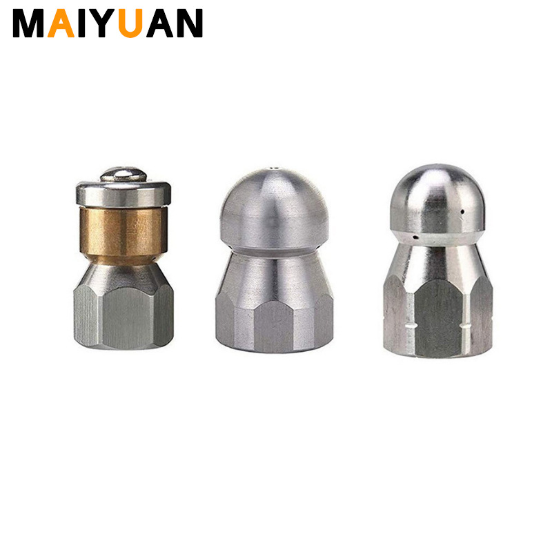 3PSC亚马逊热卖 高压水老鼠头管道清洁套装不锈钢1/4螺纹旋转喷头