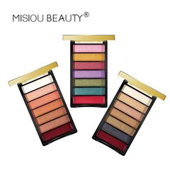 跨境七色化妝師專用眼影盤彩色珠光啞光高光修容眼影口紅一體盤
