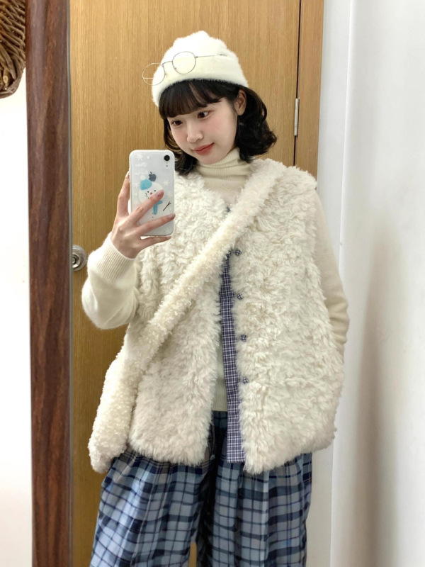 羊羔毛马甲女皮毛一体2025秋冬新款洋气外穿百搭加厚马夹网红外套|undefined