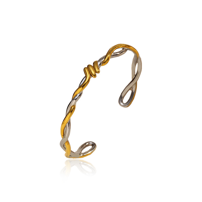 Joyería de acero inoxidable Chenhe para mujer, accesorios de mano de alta gama que no se desvanecen, moda transfronteriza europea y americana, pulsera de acero de titanio de lujo ligero de estilo abierto. image 6