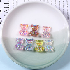 環氧小號電鍍透明小熊樹脂飾品配件diy手工奶油膠手機殼頭繩裝飾