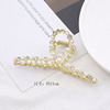 Metal big crab pin from pearl, hairgrip, hair accessory, suitable for import