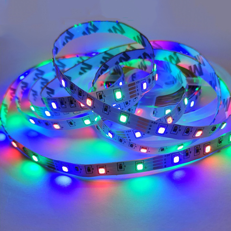5V2835RGB 빛 60 조명 3 색 컬러 LED 자체 접착 부드러운 빛 바 블루투스 적외선 제어 배경 조명