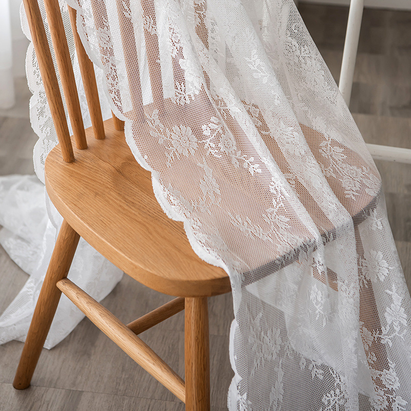 高端白色蕾丝布料窗帘纱窗婚礼纱幔网纱甜品台布道具面料电视柜