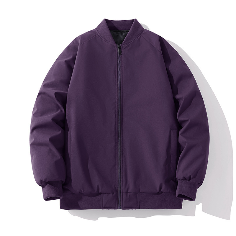 跨境棉服男秋冬新款棒球领宽松加厚保暖棉衣大码冬款纯色外套8XL