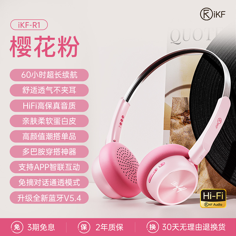 IKF R1レトロなヘッドセットのヘッドセットの無線bluetooth騒音低減2025モデルは美ラード式芸術生を着ています。|undefined