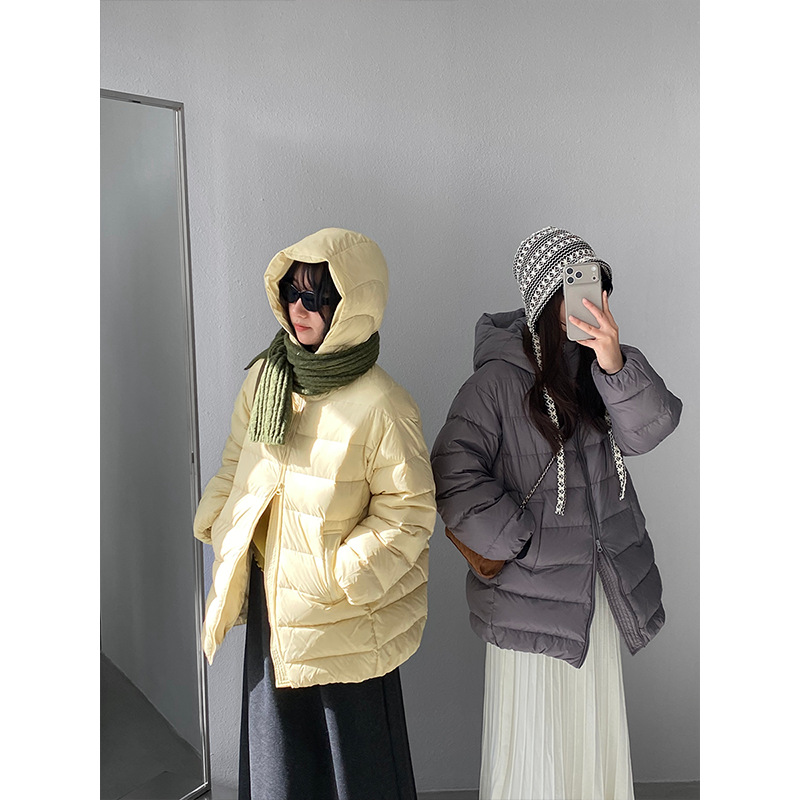 Jiangzuo Butter down Jacket with Hood, Samsung Safe Down, Women's Mid-Length Slimming down Coat for Winter 25, Model 1752