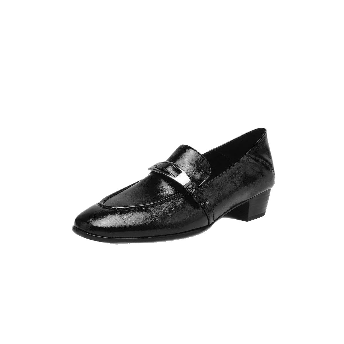 Spot retro botón de metal zapatos Lefour un pedale 2026 botón de cinturón de talón grueso zapatos de cuero de talón pequeño mujer