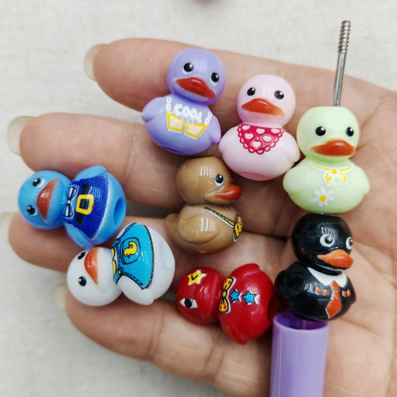 20 22mm Large Hole Printed Duckling Bib Diy Handmade Beaded Pen Phone...