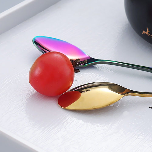 Cross-border hot selling rose coffee spoon wedding hotel dessert spoon gold-plated mixing spoon dessert spoon fruit cake fork