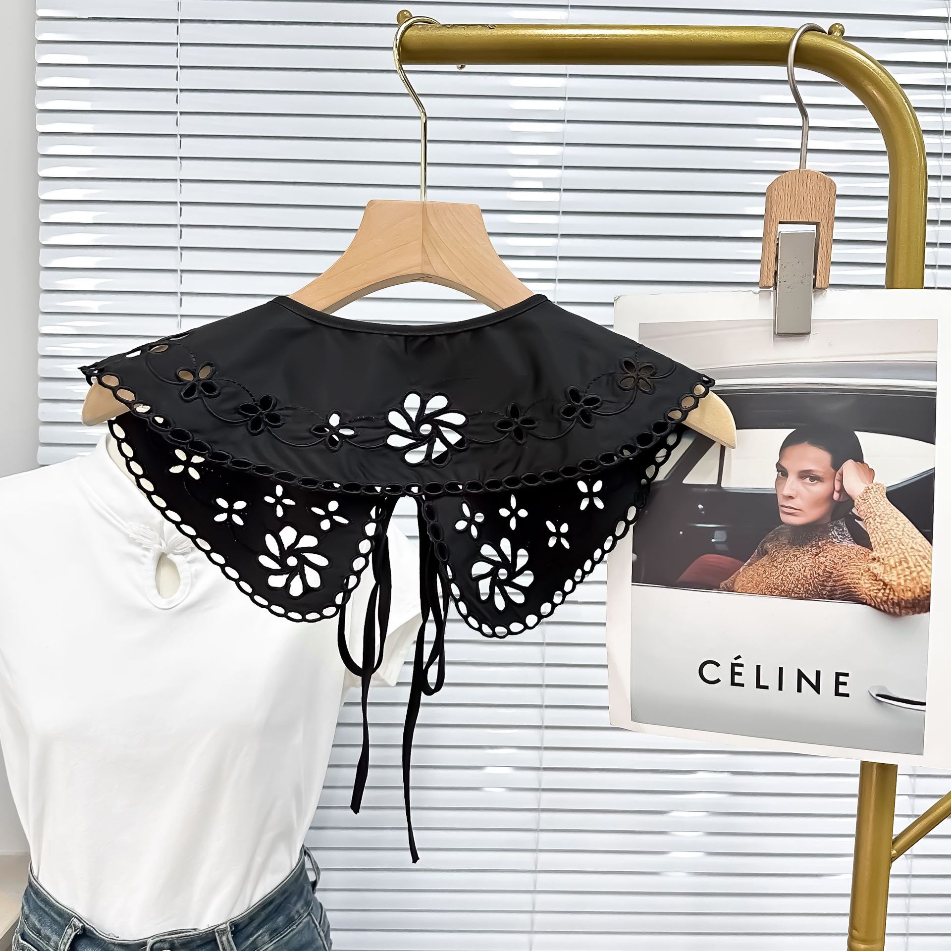 Cordón de moda de mujer ropa de cuello falso camisa de seda suéter y accesorios de leche cordón cuello de arco image 3