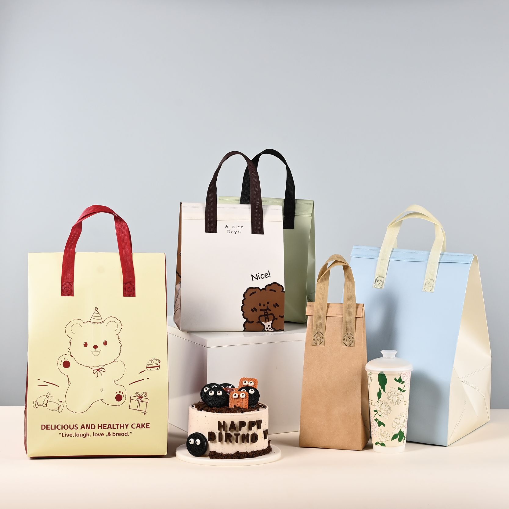 奶茶咖啡打包袋定制logo单杯无纺布铝箔自封一次性保温外卖手提袋