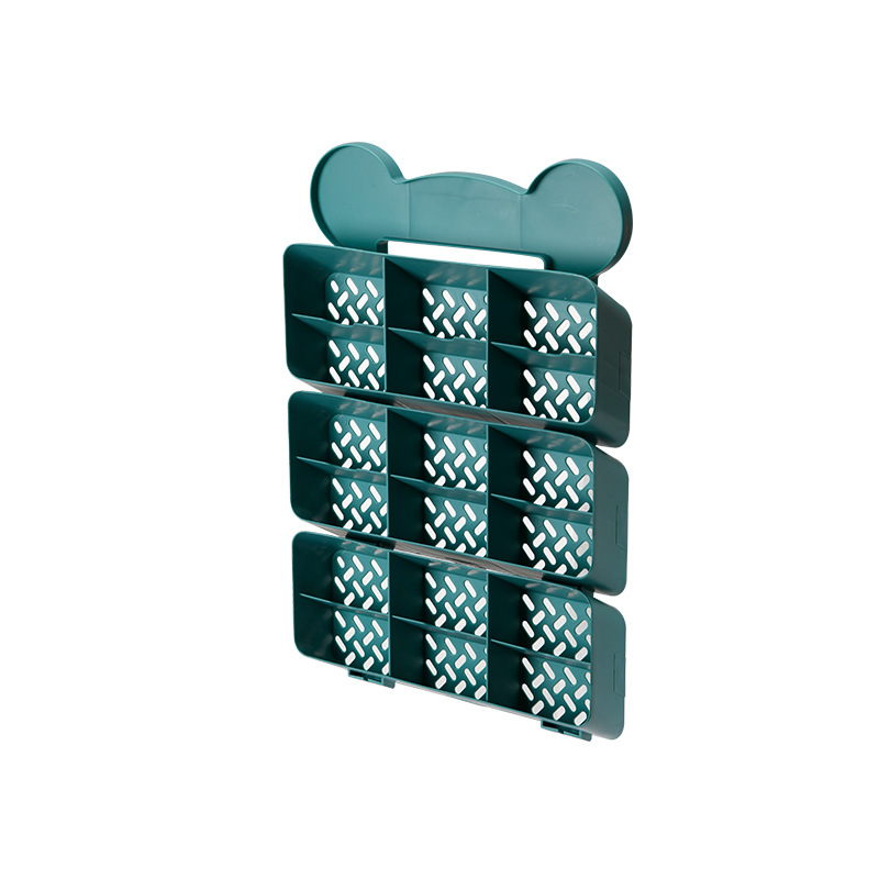 绿袜子内裤壁挂收纳盒绿色三层.jpg