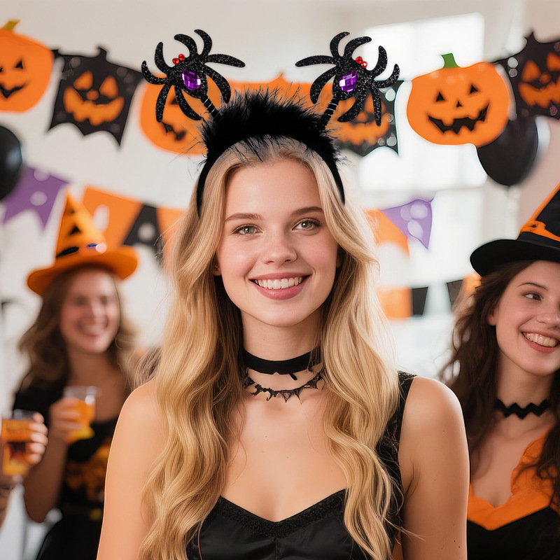 ハロウィン面白いヘッドバンドパーティー帽子写真小道具子供のパフォーマンスドレスアップ羽バットスパイダーヘッドバンド|undefined