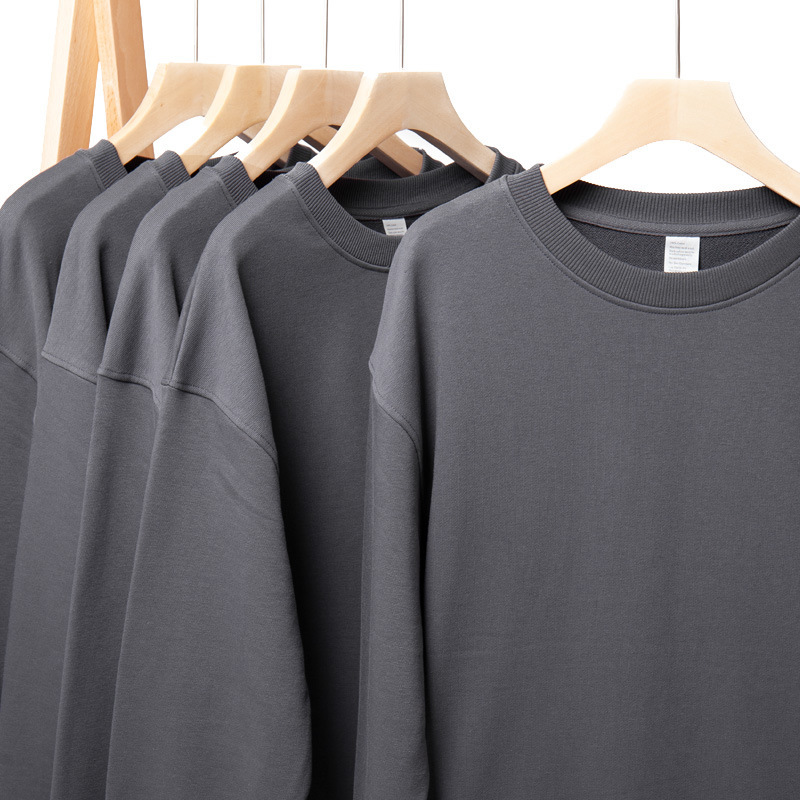 Strict selection New 400g heavy round neck sweater men's coat dark gray loose off-shoulder ameikaji sweater Strict selection New 400g heavy round neck sweater men's coat dark gray loose off-shoulder ameikaji sweater