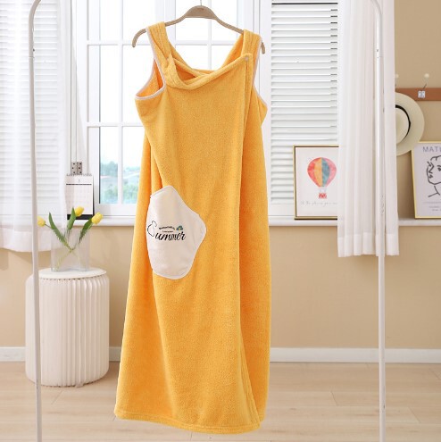 A wearable bath towel, household water-absorbent strap with fastener, trendy, versatile coral velvet adult star bath robe