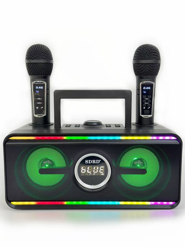 クロスボーダー SD216 ポータブルワイヤレス Bluetooth スピーカーカラオケファミリー KTV デュアルマイク RGB サブウーファー屋外|undefined