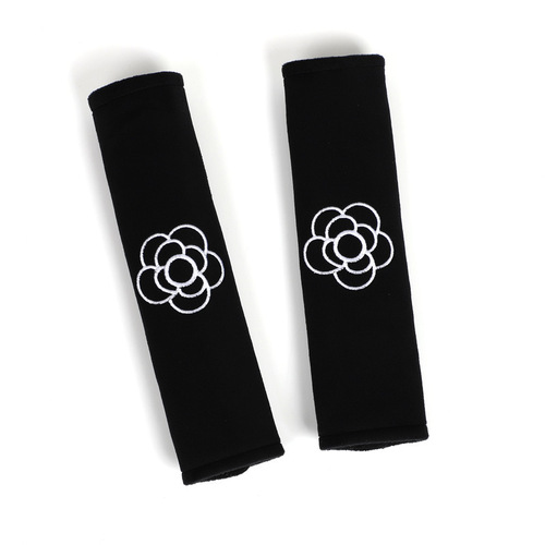 Car Seat Belt Shoulder Cover Embroidered Camellia Car Seat Belt Cover Comfortable Plush Car Interior Supplies for Women