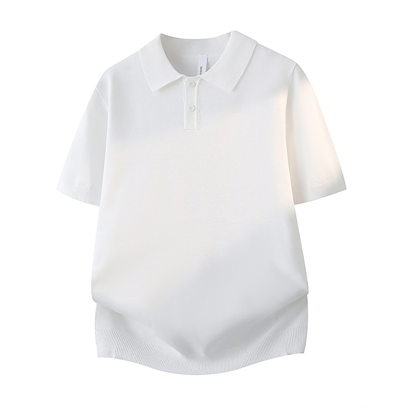 Polo camiseta de punto camiseta de manga corta hombre solapa de color sólido vieja camiseta de hielo de negocios de verano fábrica transfronteriza al por mayor