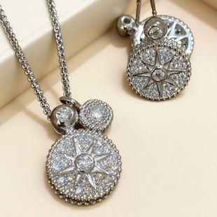 Exquisite Quality Accessible Luxury High-End Full Diamond Eight-Pointed Star Compass S925 Silver Top Chain Earrings Ring Fashion Set