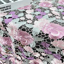 Fabric热销水溶镂空绣花面料 跨境品质专供玫瑰刺绣连衣裙面料lac