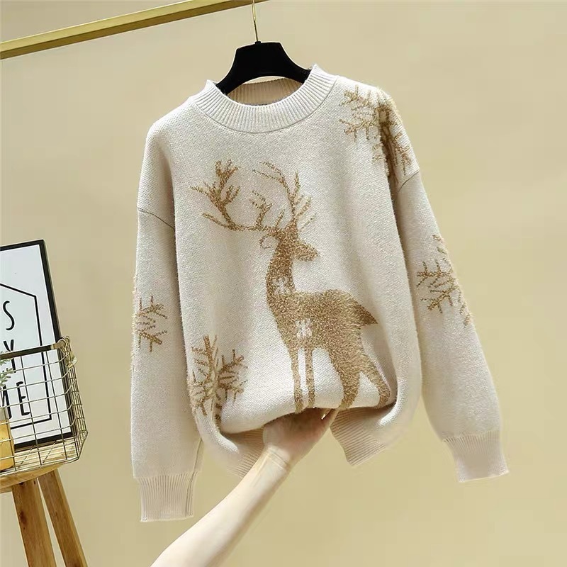アマゾンの外国貿易の新型クリスマスのヘラジカのセーターの女性は秋冬に厚くてゆったりしています。|undefined