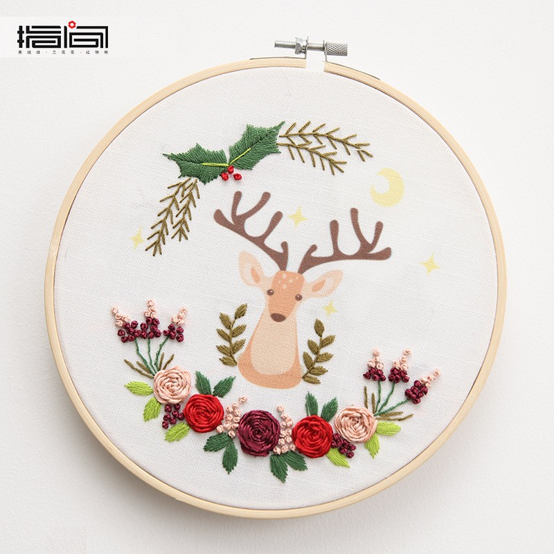 Bordado DIY material de mano bolsas de bordado Lu tela primaria bordado cinta tridimensional bordado zodiaco cerdos bordado bambú tensión colgar creativo