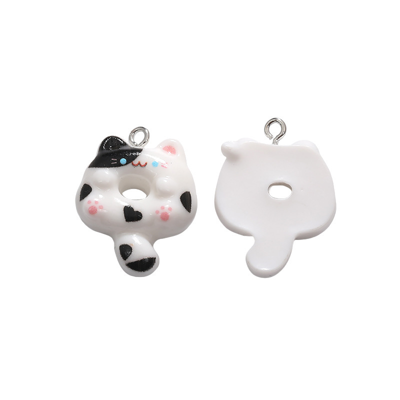 卸売かわいい模擬樹脂アクリル子猫ドーナツペンダント diy ネックレス A800889|undefined