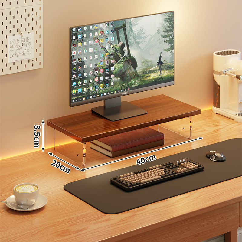 Estante de elevación de computadora escritorio acrílico de escritorio monitor base elevación de pantalla de soporte de suspensión estante de artículos