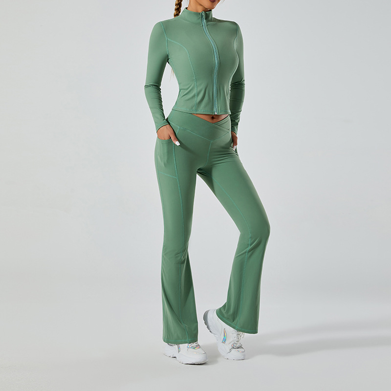 Simple Style Sports Solid Color Nylon Zip Collar Tracksuit Vest Leggings display picture 47