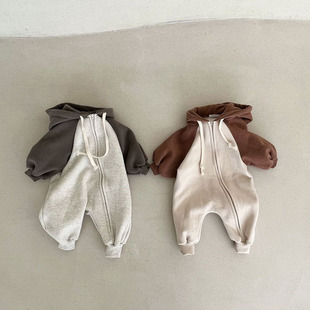 ins Baby Jumpsuit Spring and Autumn Hooded Jumpsuit Baby Boys and Girls Casual Loose Long Climbing Clothes