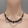 Black agate small necklace suitable for men and women, design advanced chain for key bag , beads, accessory, 2023 collection, trend of season, high-quality style