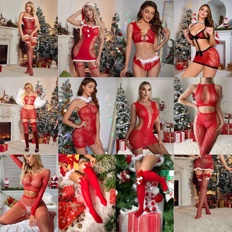 2026 New Christmas Lingerie Set Sexy Lace See-Through Underwear Exclusive for Cross-Border Role-Play Costumes