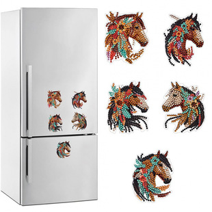 Cross-border new diamond painting magnetic suction flying horse refrigerator 5d diy handmade diamond decorative painting casual stickers