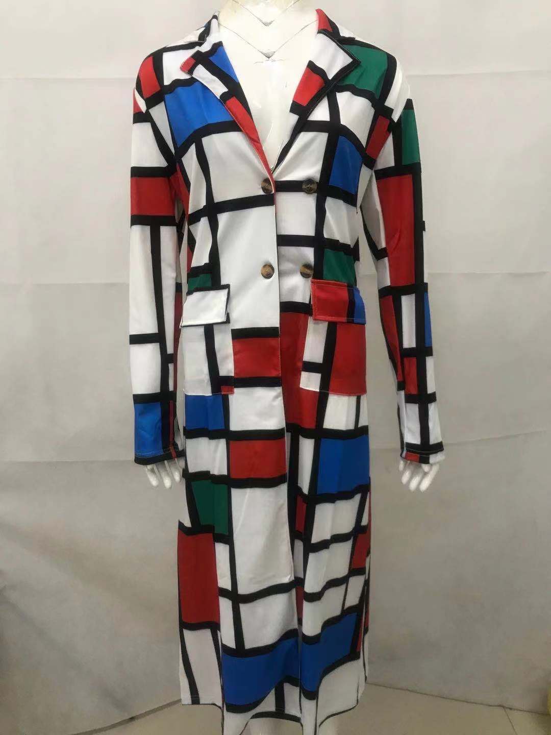 Women's Coat Autumn Winter Plaid Double Breasted Lapel Windbreaker_voghion.com