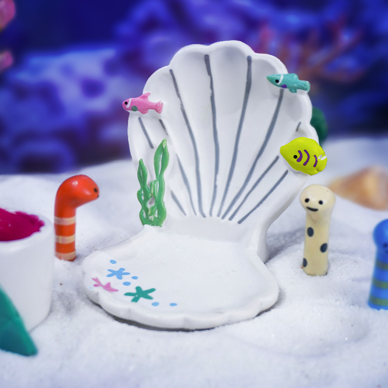 Verano tanque de peces marinos tiburón boca hogar acuario paisaje creativo decoración Shell DIY titular de la pluma pequeña Decoración