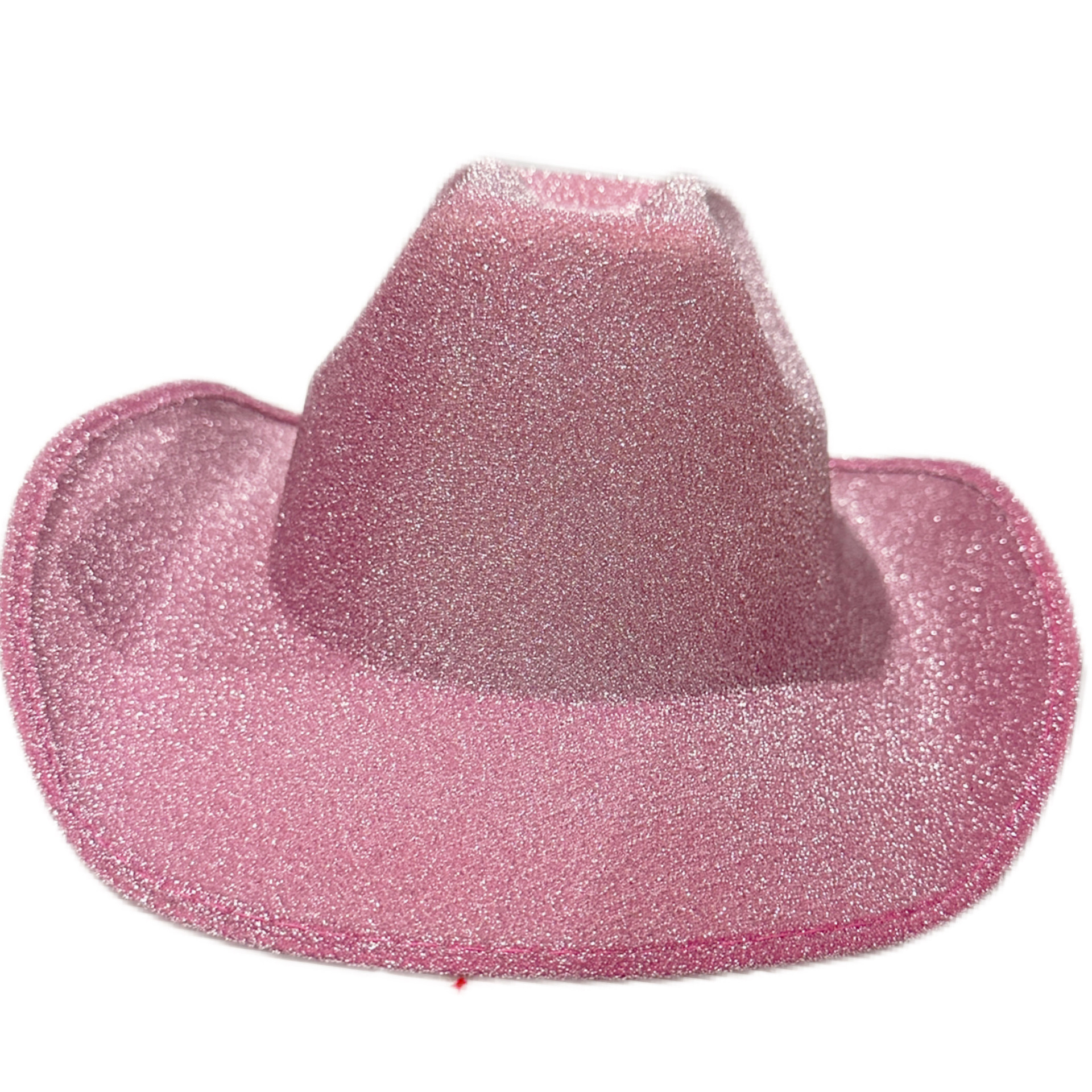 欧美新款西部牛仔帽粉色奶牛闪金粉双面绒帽子万圣节狂欢表演道具