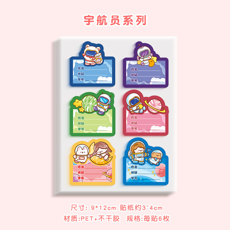 Dibujos animados kindergarten nombre pegatinas Escuela Primaria estudiante nombre pegatinas lindo impermeable bebé niños pegatinas autoadhesivas taza de agua pegatinas
