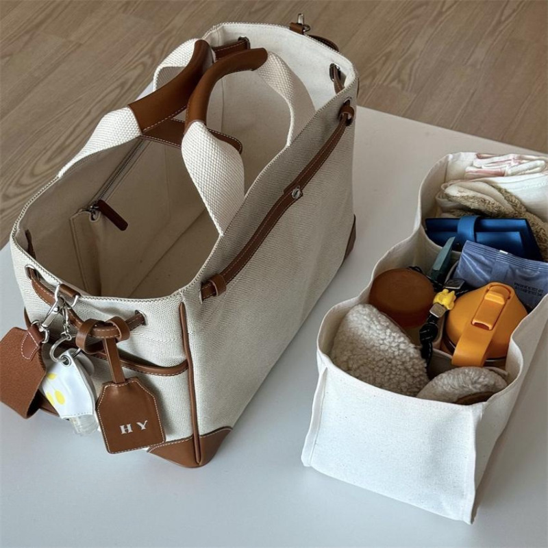 Korean Ins-Style Mommy Bag, Lightweight Tote Bag for Outings, Large Capacity, Multifunctional Canvas Crossbody Mother-Child Bag