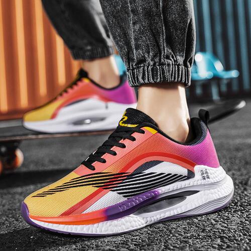 2025 couple's sneaker men's shoes fashionable flying knitted breathable light air cushion trend youth sports running trend shoes